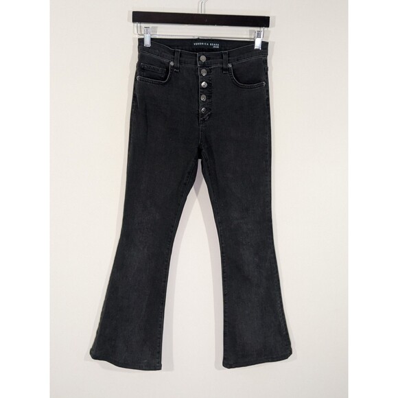 Veronica Beard Jeans Size 26 Charcoal Stretch Beverly Skinny Flare High Rise - Picture 3 of 11